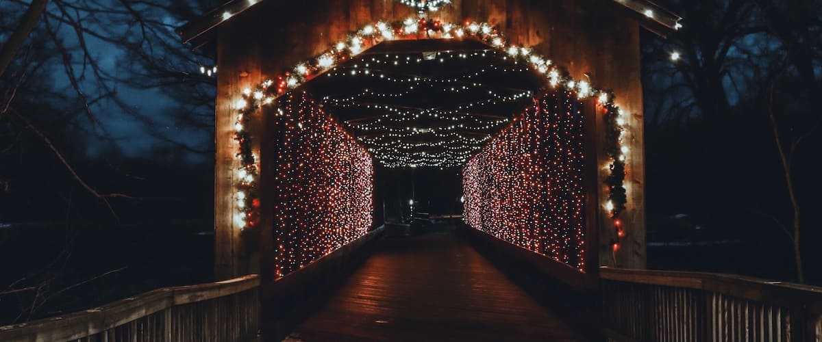 Ada Covered Bridge in Christmas Spirit