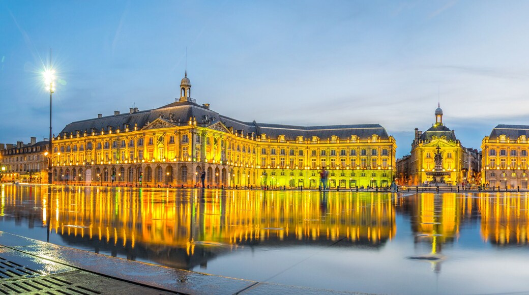 Sunset view of the Place de la Bourse in Bordeaux, France