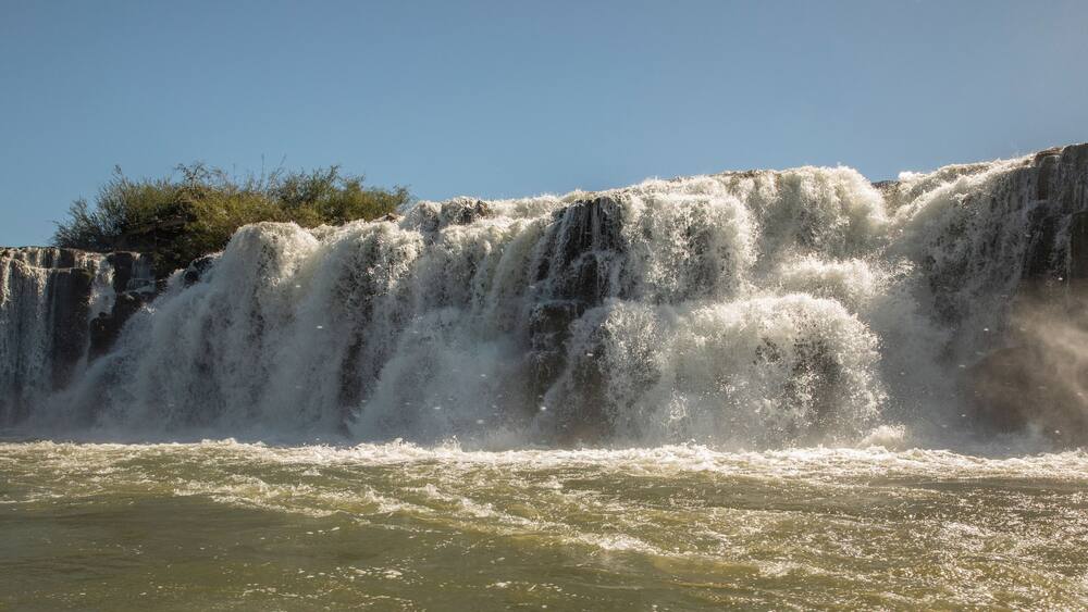 A large waterfall with multiple cascades.