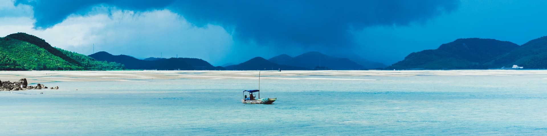 Minh Chau Beach on Quan Lan Island, Vietnam on the occasion of the storm