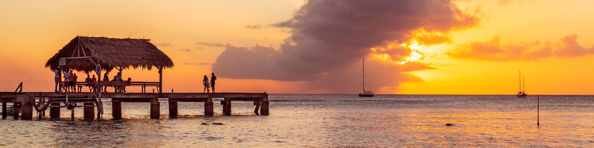Pigeon Point at sunset,.Tobago,Republic of Trinidad and Tobago, Southern Caribbean