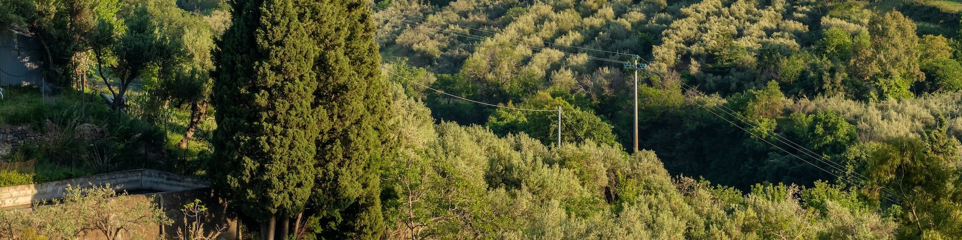 Beautiful sicilian landscape with Piedimonte Etneo town, Italy