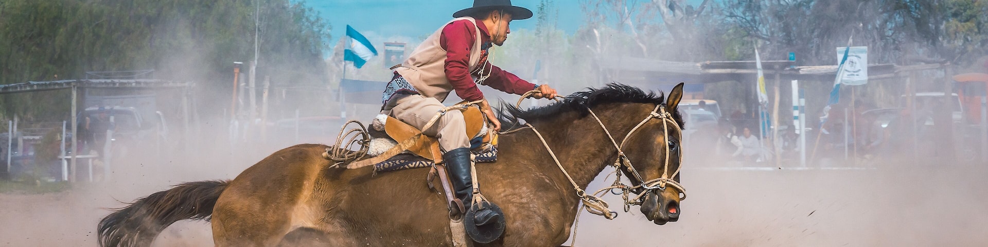 Argentine gaucho in Creole skill games in Patagonia Argentina.