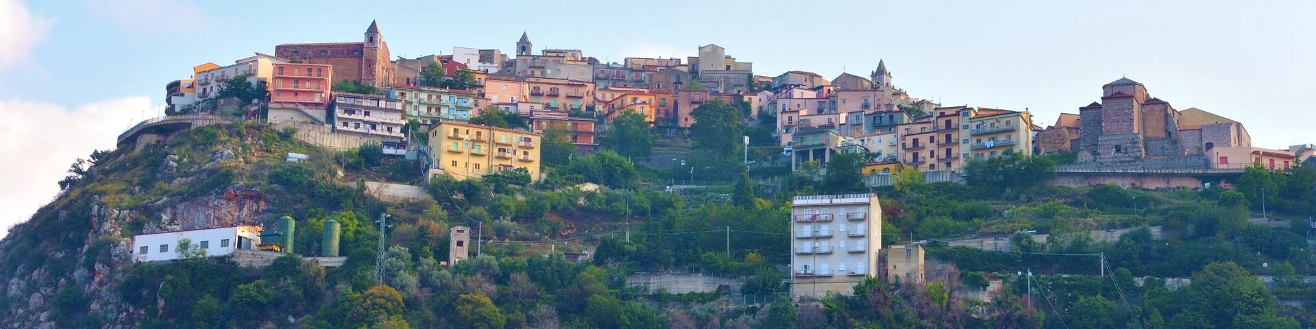panoramic glimpse of san marco d'alunzio sicily italy