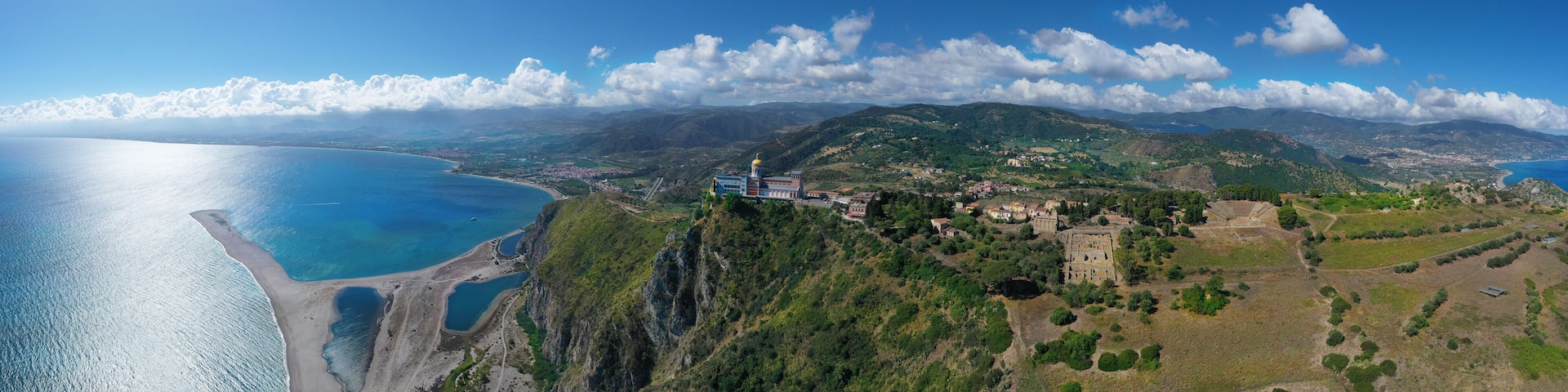 180 degree virtual reality panorama of Tindari and Marinello lakes in Sicily, Italy.