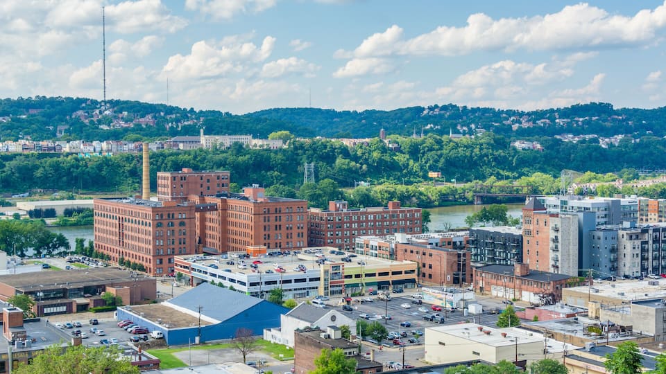 View of the Strip District, from Frank Curto Park in Pittsburgh, Pennsylvania