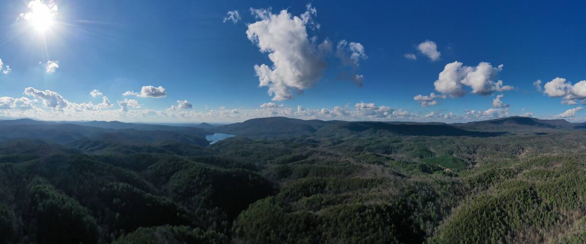 180 aeriL Panorama of Tennessee Mountains with Ocoee lake in distance