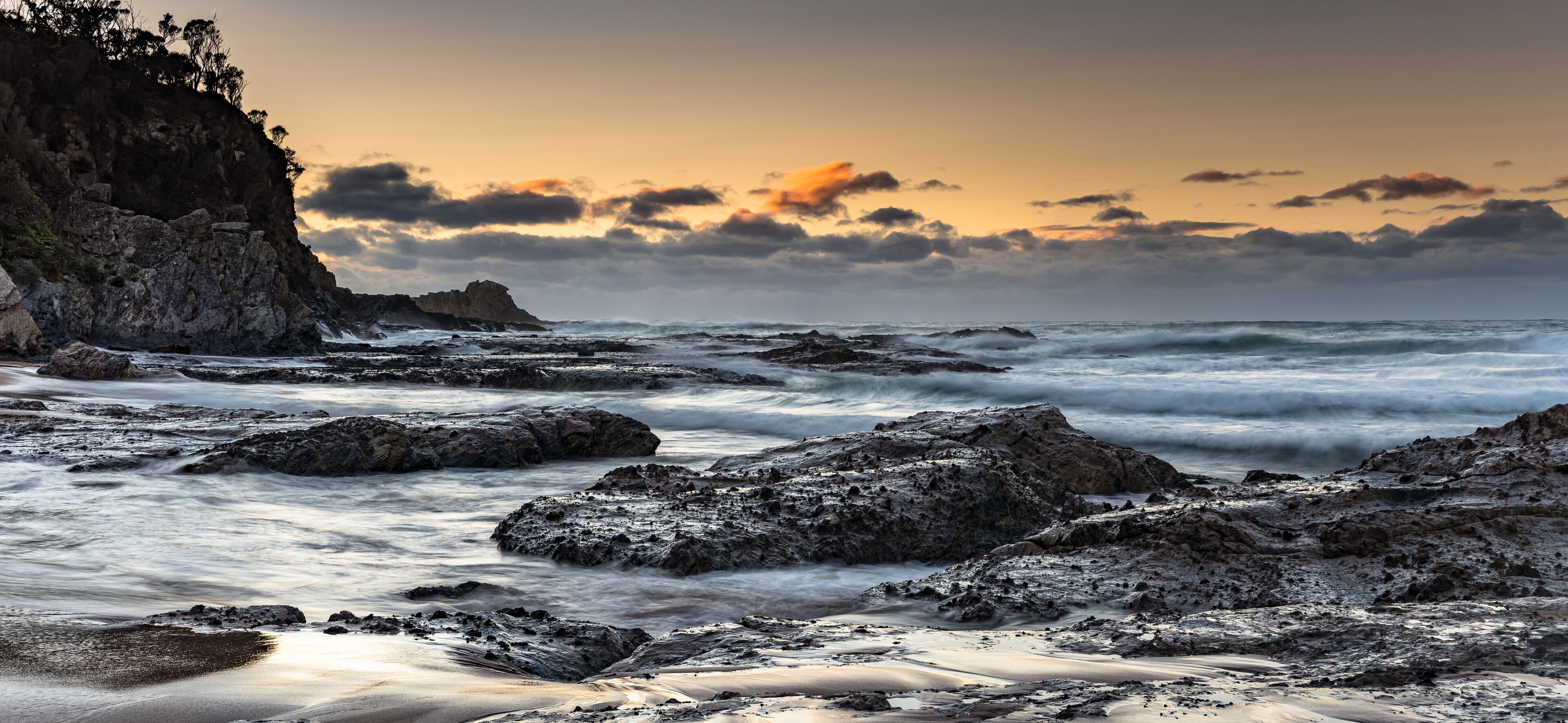 Surfs Up Panorama at Malua Bay - Sunrise Seascape
