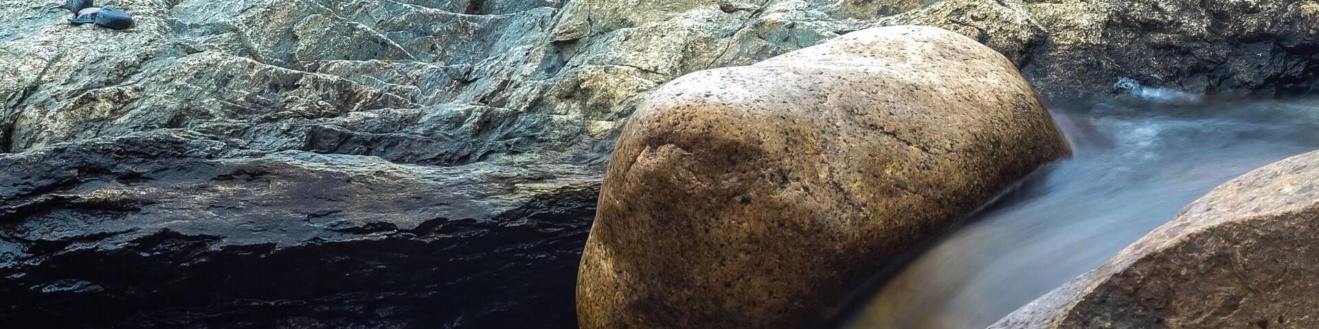 Foggy day at the Clipper Shipp cottages in Pocologan. Stream feeds into the Bay of Fundy.