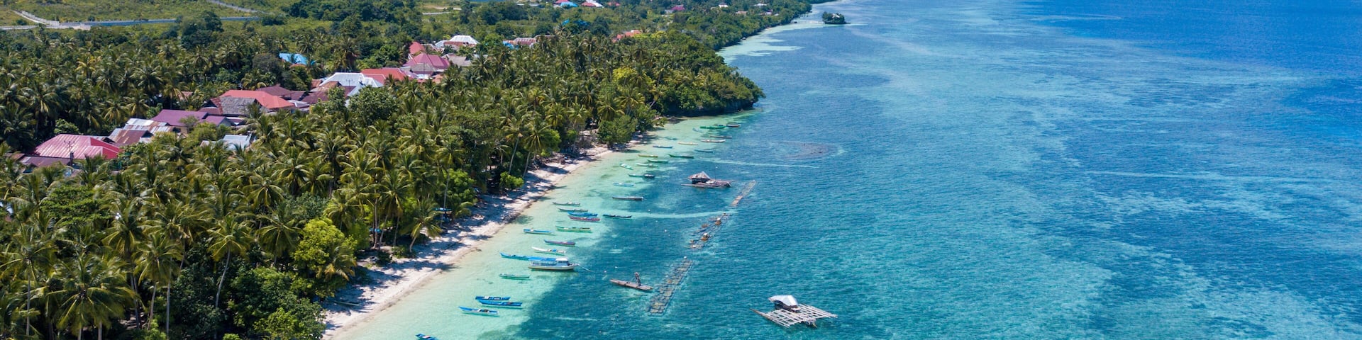 Aerial photography view one of beach in Wakatobi (Wangi-Wangi, Kaledupa, Tomia & Binongko) islands , Southeast Sulawesi, Indonesia