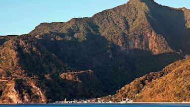The tiny village of Soufrière, with Plat Pays Mountain rising in the background. With such steep, forested mountains covering most of the island, it's no surprise that Dominca has remained largely untamed.
Note: Photo taken from Scott's Head at sunset.