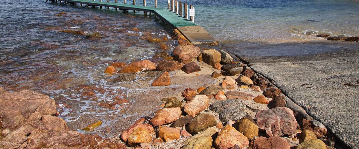 Jetty and boat ramp in Cowaramup Bay at Gracetown, Western Australia, Australia