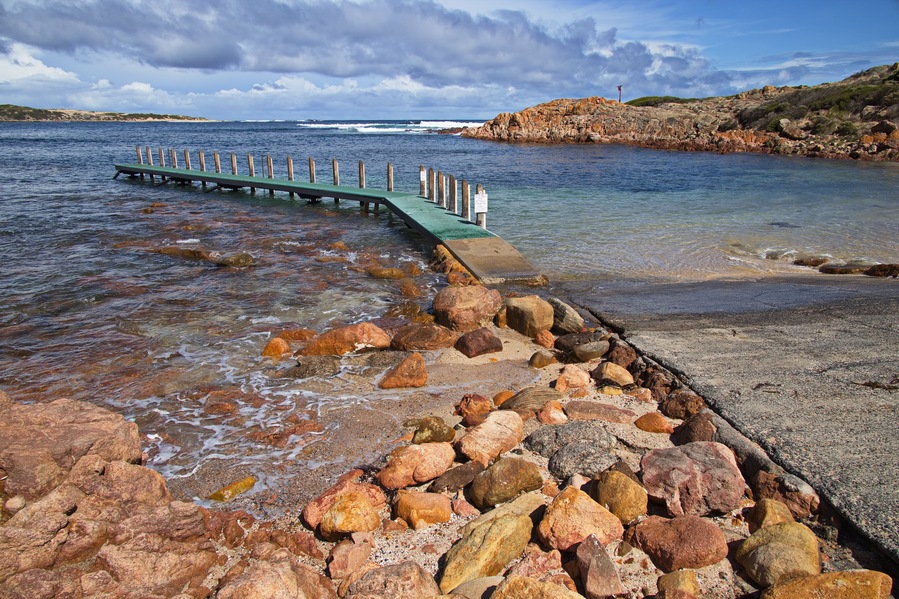 Jetty and boat ramp in Cowaramup Bay at Gracetown, Western Australia, Australia