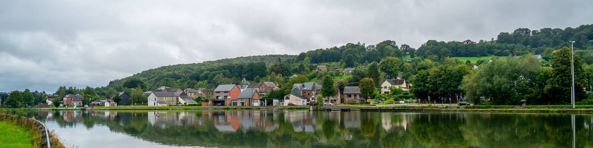 Scene with river Meuse and small village near Hastiere, Belgium