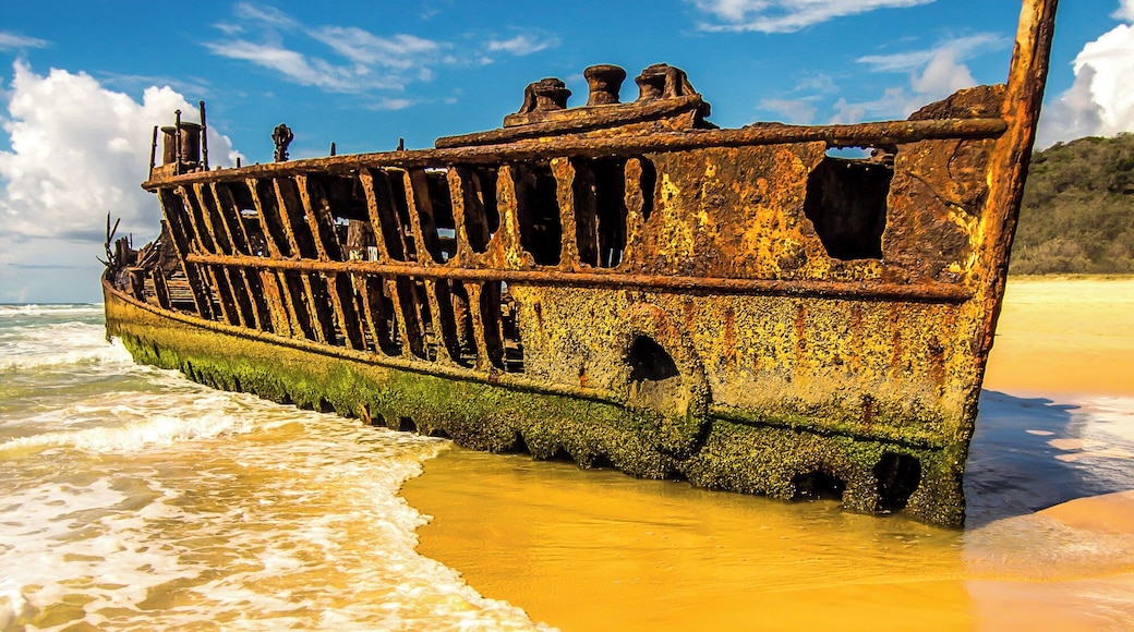 The S.S Maheno shipwreck on Fraser Island. The majority of the ship is now buried under the sand, but it makes for a great photo