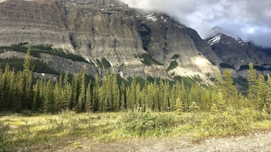 Mount Wilson is one of several mountains that surround Rampart Creek Campground in Banff National Park.