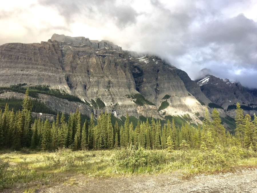 Mount Wilson is one of several mountains that surround Rampart Creek Campground in Banff National Park.