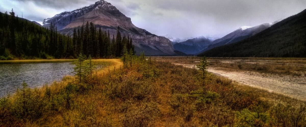 We were going to camp near the Athabasca Glacier but the weather turned and we didn't feel like camping in the cold wet rain with strong winds. We were able to find shelter and bed for the night at the HI-Beauty Creek Hostel. The hostel was a basic cabin but it was warm and dry so it was luxury for us. And its the location along the Athabasca River and the Columbia Icefields parkway couldn't be beat!