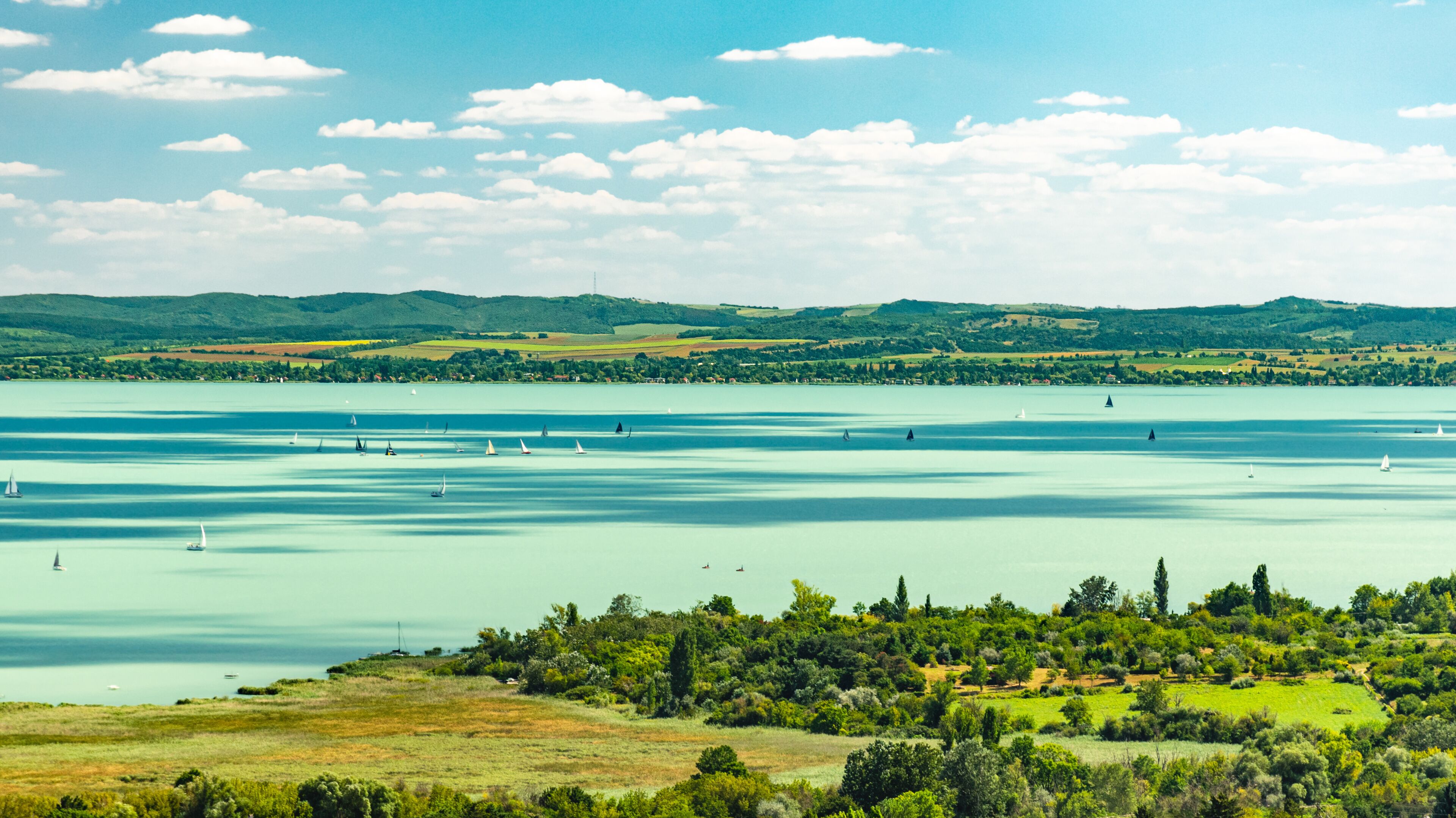The beautiful lake Balaton from a hill top.