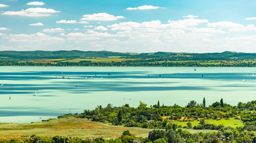 The beautiful lake Balaton from a hill top.