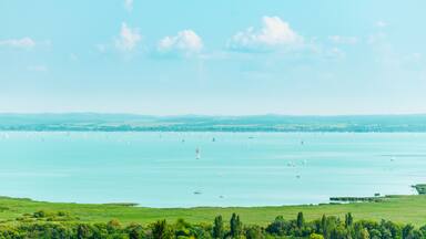 View of the Balaton from a hill in Csopak.