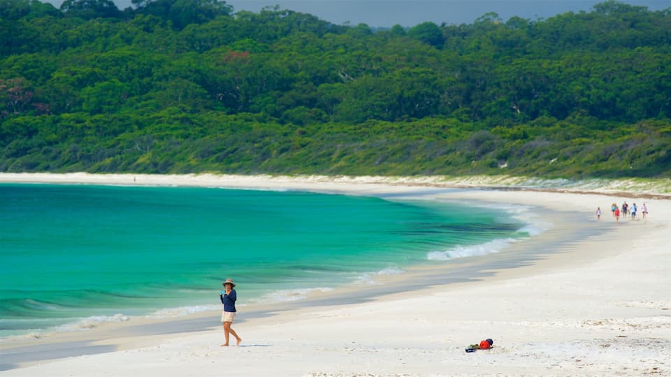 A beach with turquoise water and a sandy shore.