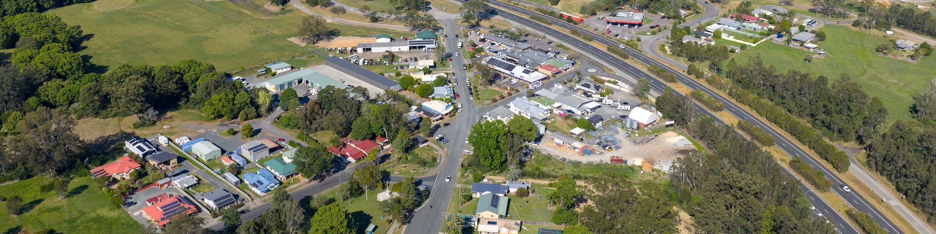 The New South Wales town of Nabiac and the Pacific Highway running past.