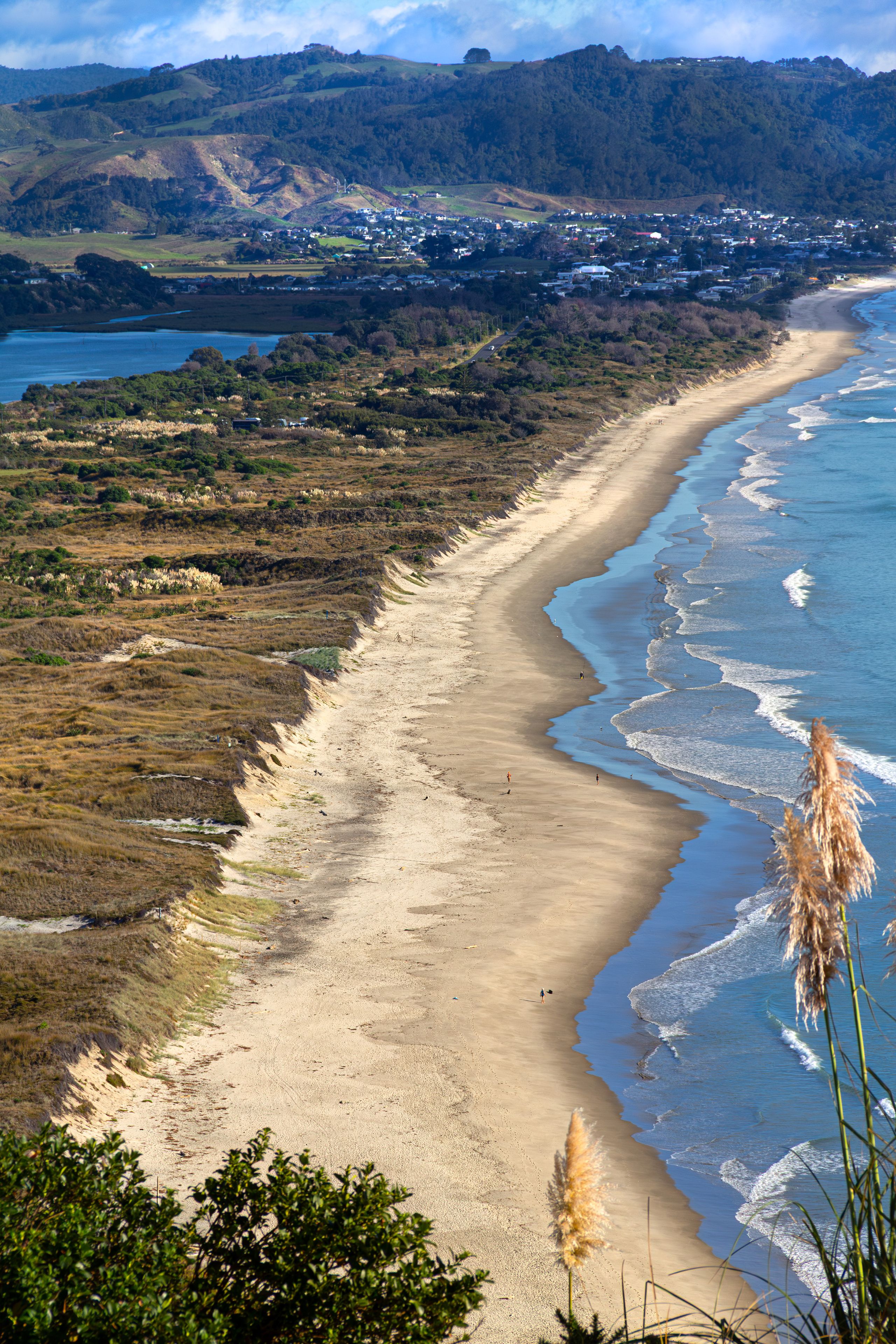 Waihī Beach, New Zealand, viewed from Bowentown Lookout. One of New Zealand's safest surf beaches.