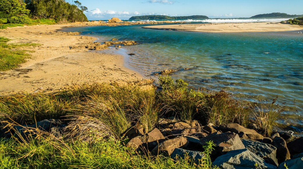 Batemans bay beach and ocean in New South Wales at sunset