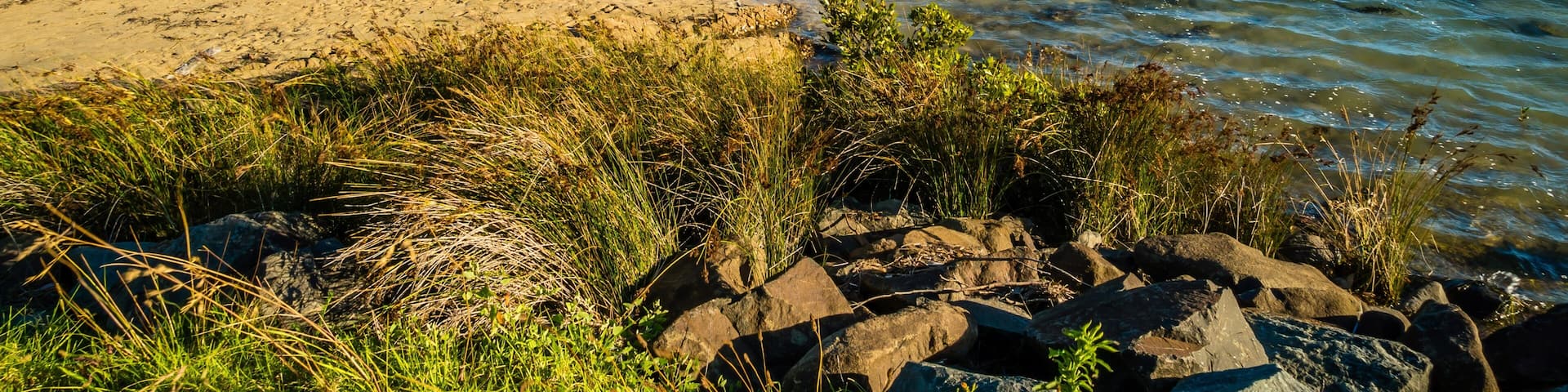 Batemans bay beach and ocean in New South Wales at sunset
