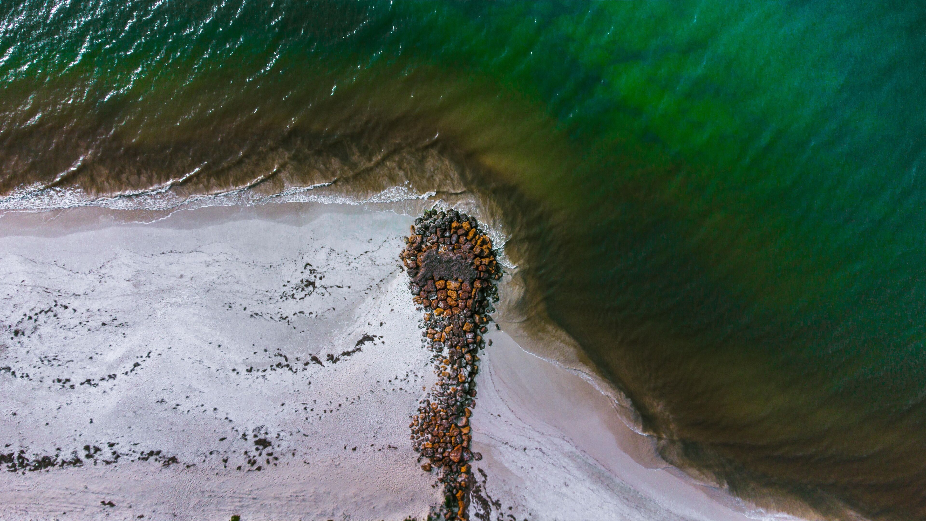 Aerial top shot of Abbey beach in Busselton, Australia