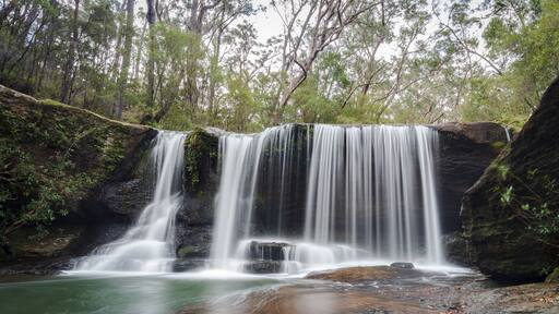 Beautiful streaming waterfall in the Morton National Park in Australia