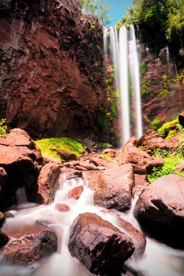 What an amazing drive to find this location, all up the range there are some breath taking views. You park right across the road from the caravan park in a little picnic area, there are barbecues and tables and chairs and just a short walk from there is the look out to Queen Mary Falls. You can choose to continue along the trail until it reaches the bottom. The trail is accessible all the way and an easy walk. And the falls is breath taking