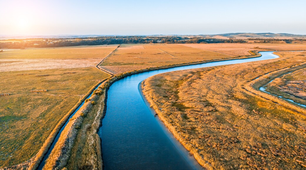 Tarwin River and agricultural fields in Victoria, Australia - aerial view