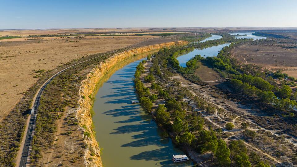 Aerial view of Murray River in South Australia