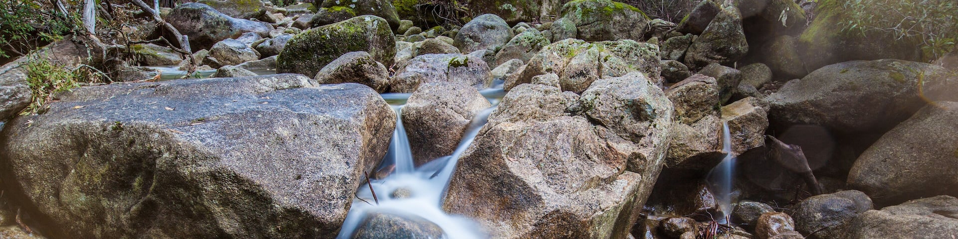 Water stream, waterfall, rocks landscape
