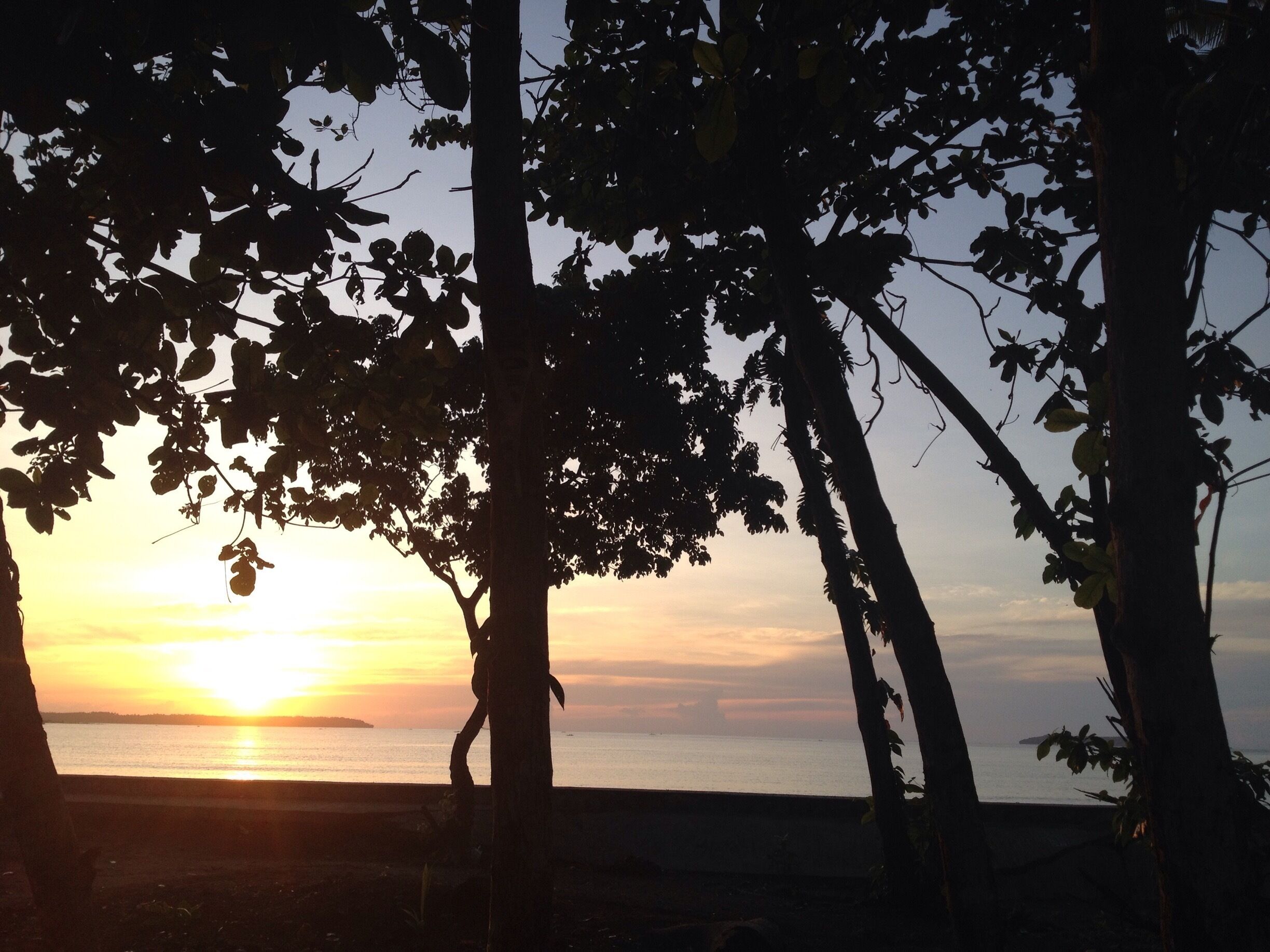 a sunrise in borongan seawall , an early morning walks embraced the fresh and cold breeze of the air .