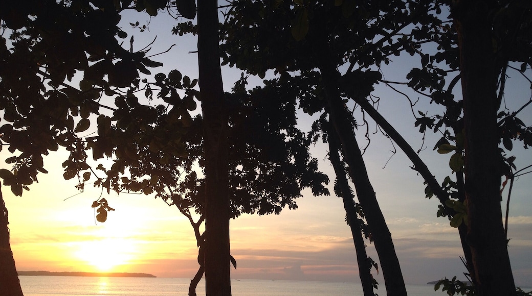 a sunrise in borongan seawall , an early morning walks embraced the fresh and cold breeze of the air .