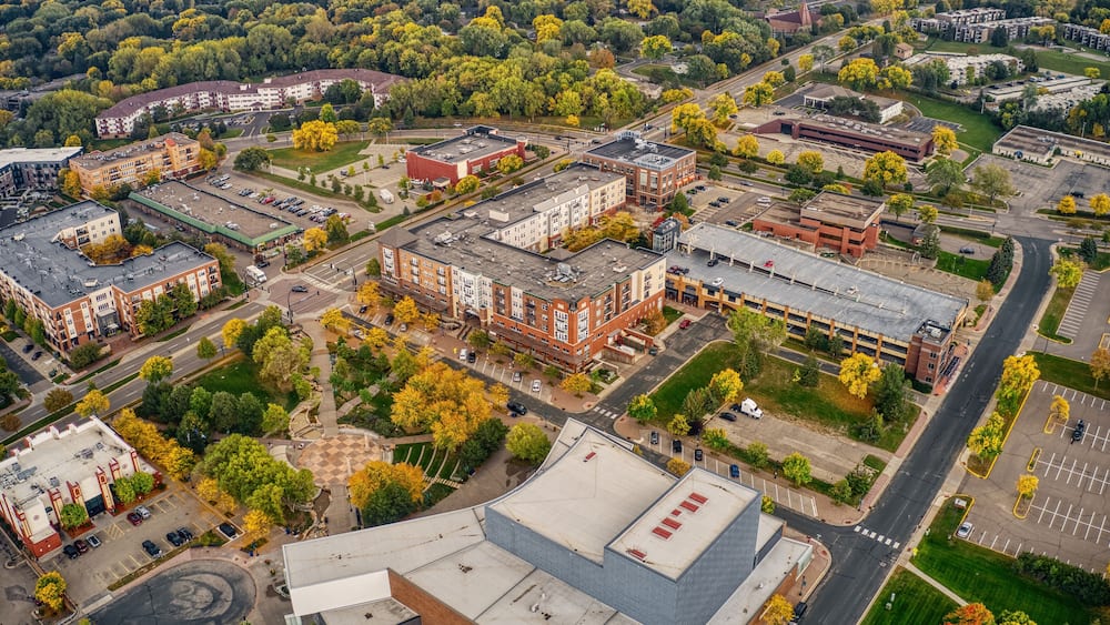 Aerial View of the Twin Cities Suburb of Burnsville, Minnesota