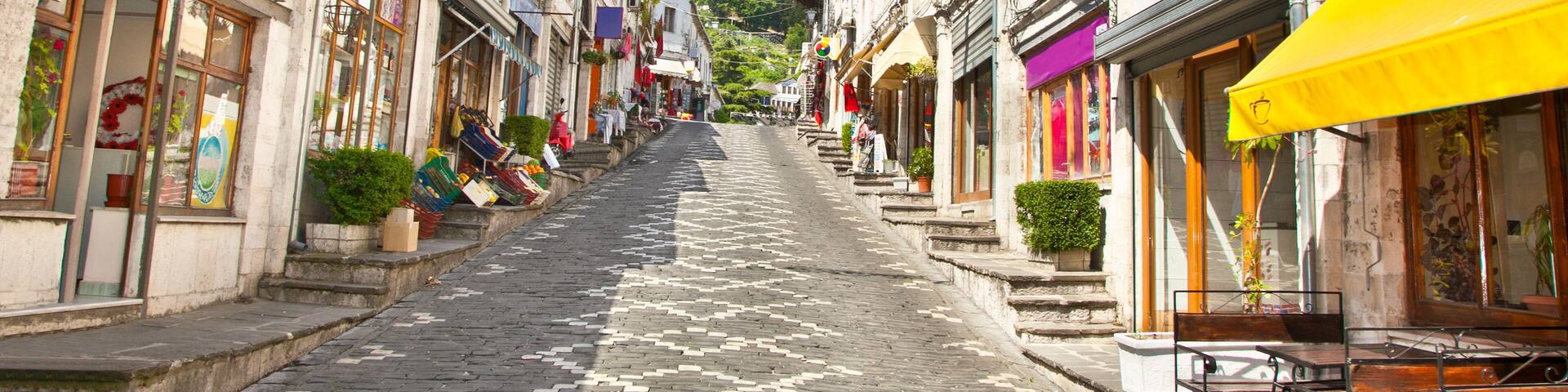 Street scene in Gjirokaster, Albania