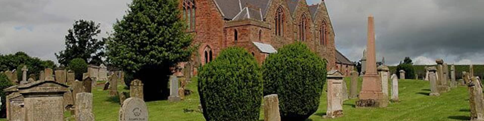 Earlston Parish Church A red sandstone Victorian (1892) church with a tower, located at the east end of Earlston. The churchyard contains a good variety of memorials, including 18th and 19th century table tombs and obelisks.