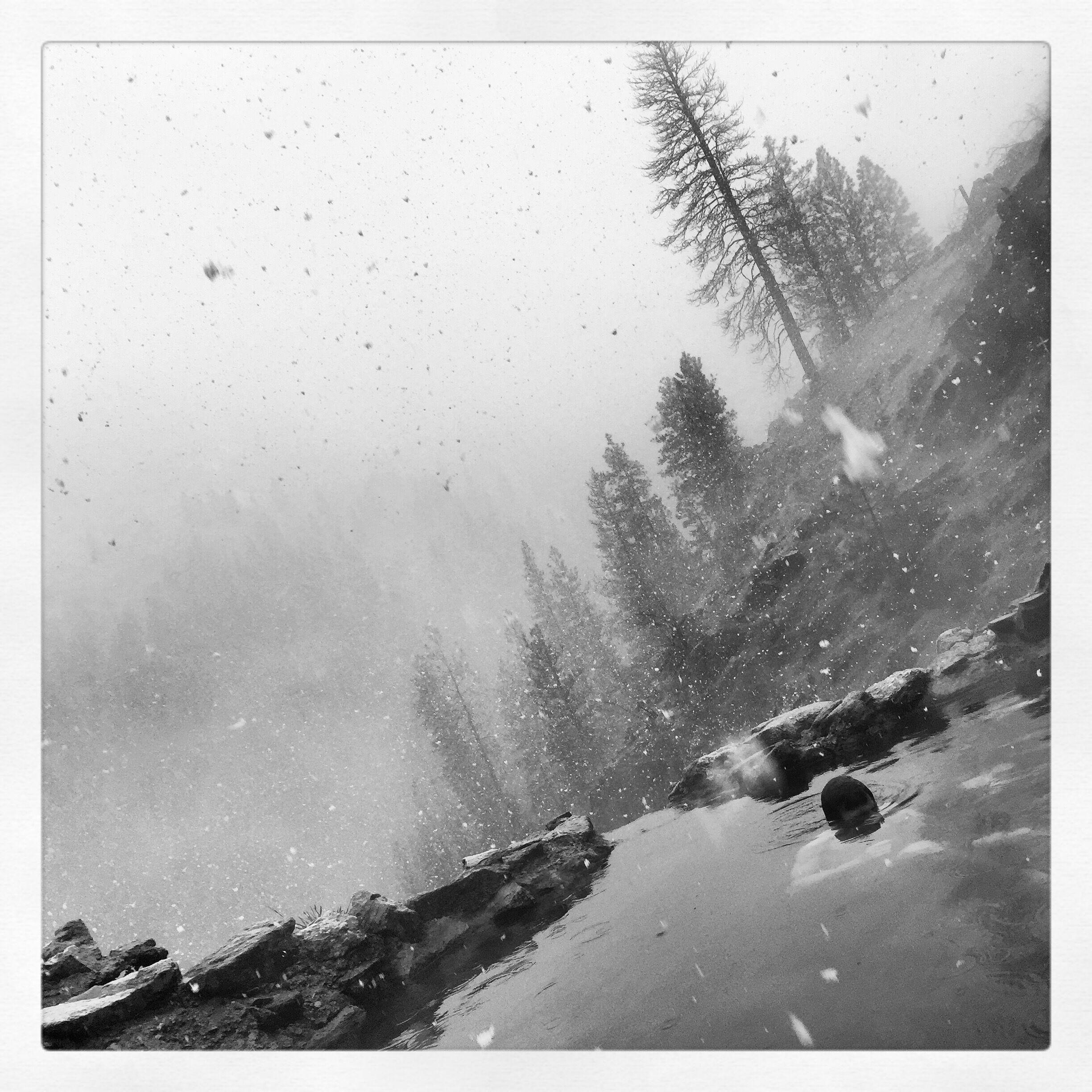 Snowy spring dawn at the #hotsprings in #idaho. #mountainlove #skinnydipper