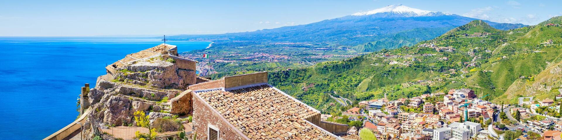 Church of Madonna della Rocca built on rock in Taormina, Sicily, Italy