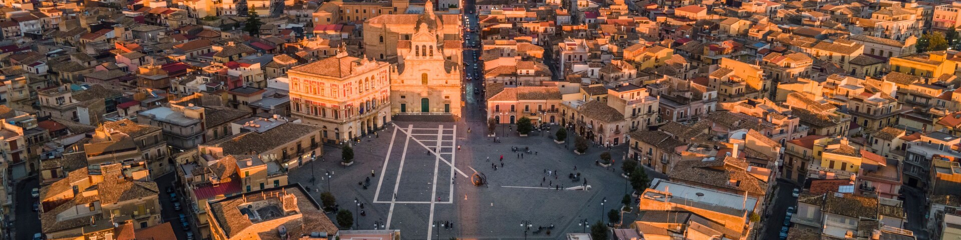 Aerial view of Grammichele, a small town near Catania, Sicily, Italy.