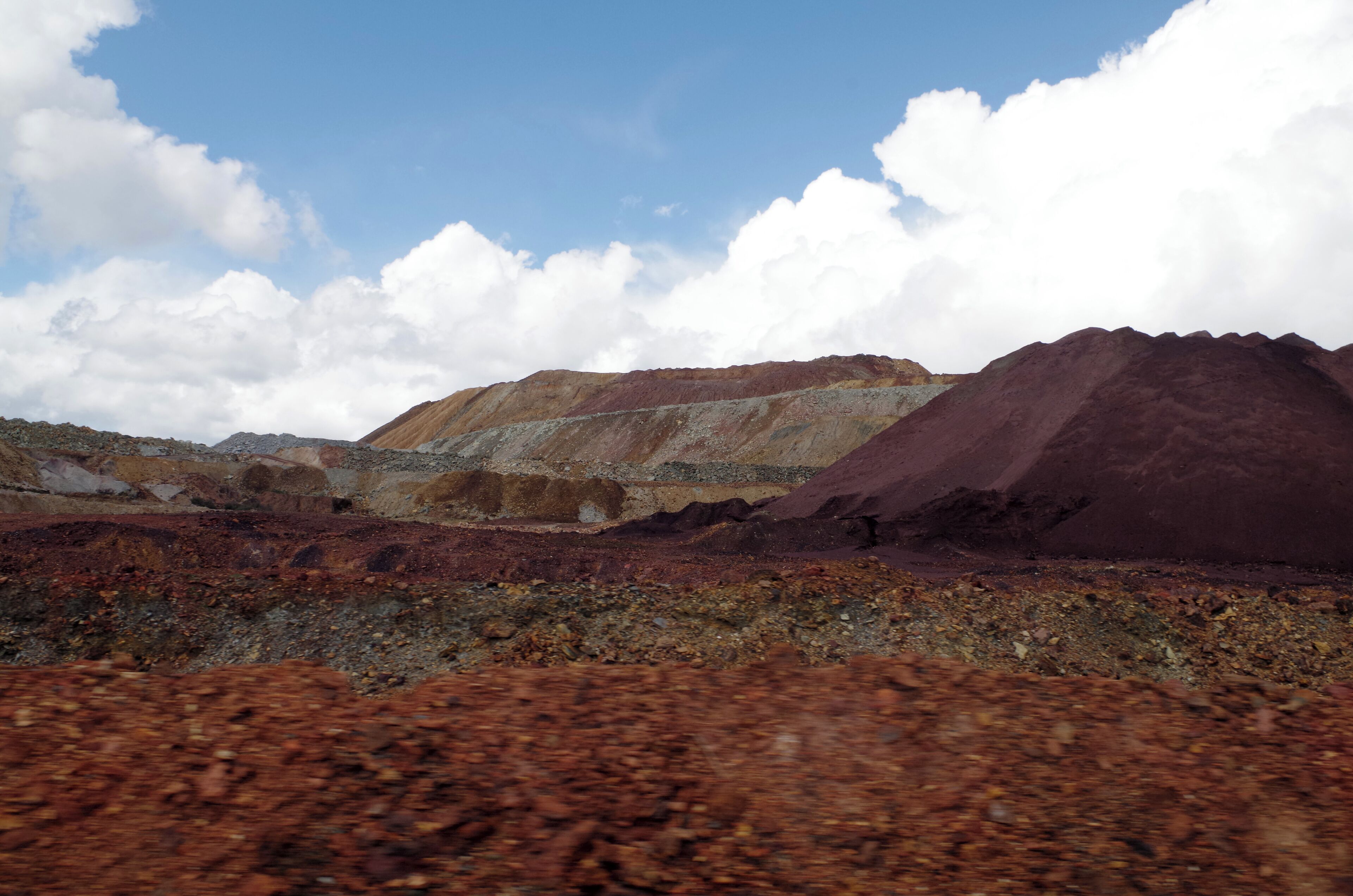 Landscape in the road to the touristic mining train in Nerva. (Huelva, Spain)