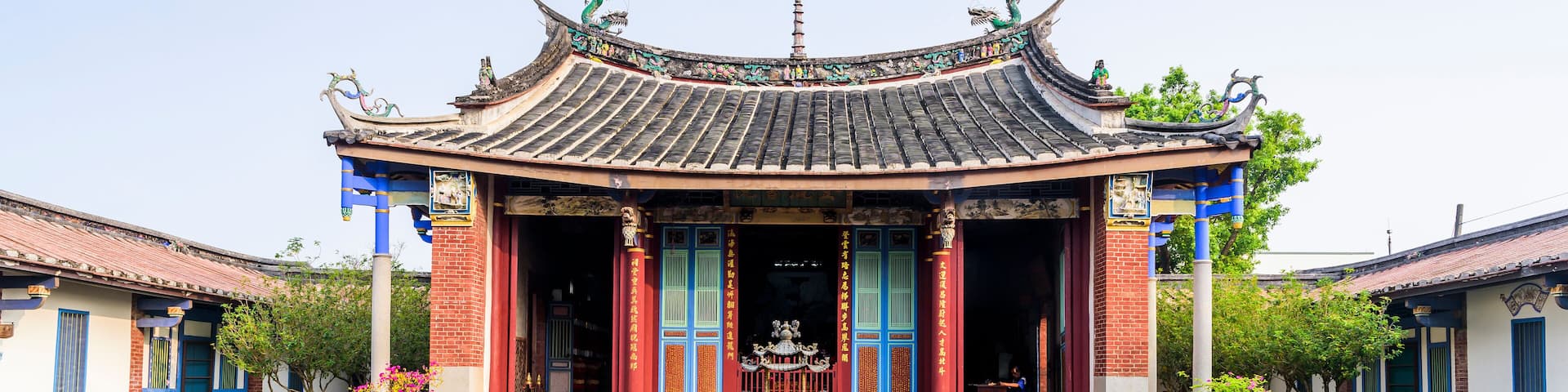 Building view of the Dengyin Academy (Wenchang Temple) in Caotun, Nantou, Taiwan. The Academy worshiped Wenchang Dijun.