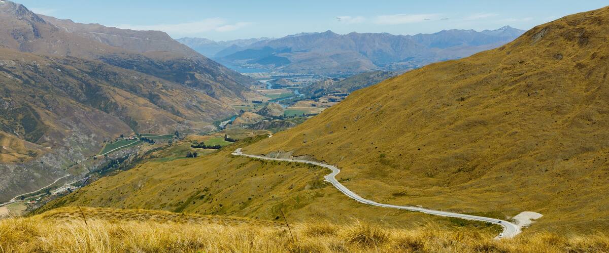The view of Queenstown from the Pisa Conservation Area track