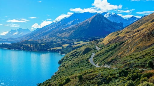 The drive from Queenstown to Glenorchy is by far my most favourite drive I've ever done, and it's gonna be really hard to beat that.
We were so lucky to visit Queenstown and Glenorchy in the middle of winter (June 2013, minus or 0 during the day, as crisp as you'd want your perfect winter to be) and have this absolute clear day with cracking blue skies.
The windy roads lead you through stunning green valleys, contrasted by clear blue lakes, majestic mountains topped with a crisp blanket of snow.