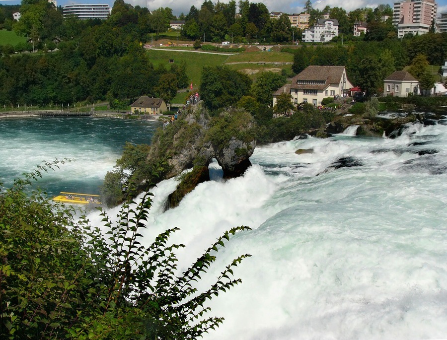 View from the upper visitors platform to the Rheinfall at castle Laufen, Laufen-Uhwiesen, Canton of Zürich, Switzerland
