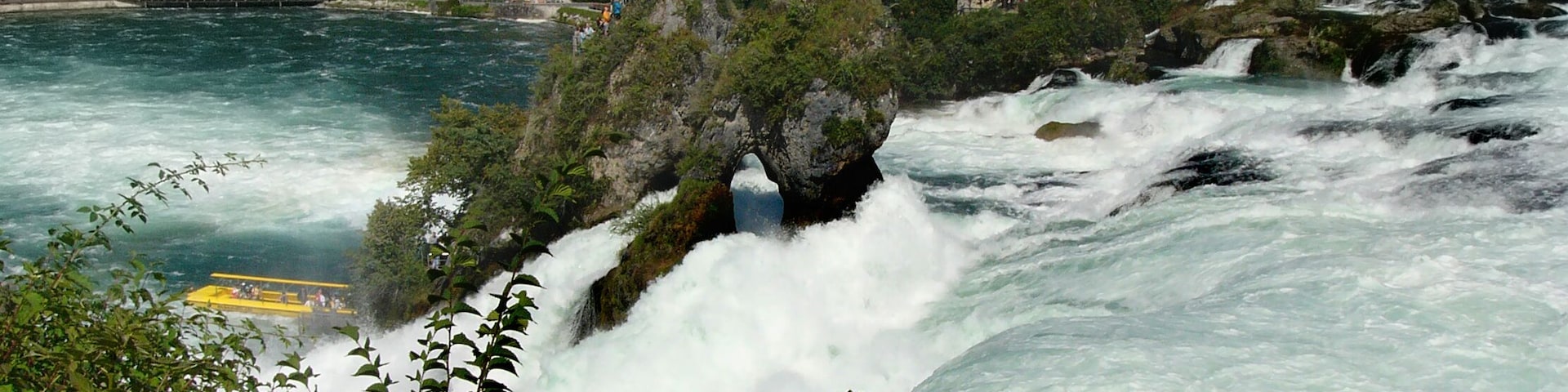 View from the upper visitors platform to the Rheinfall at castle Laufen, Laufen-Uhwiesen, Canton of Zürich, Switzerland